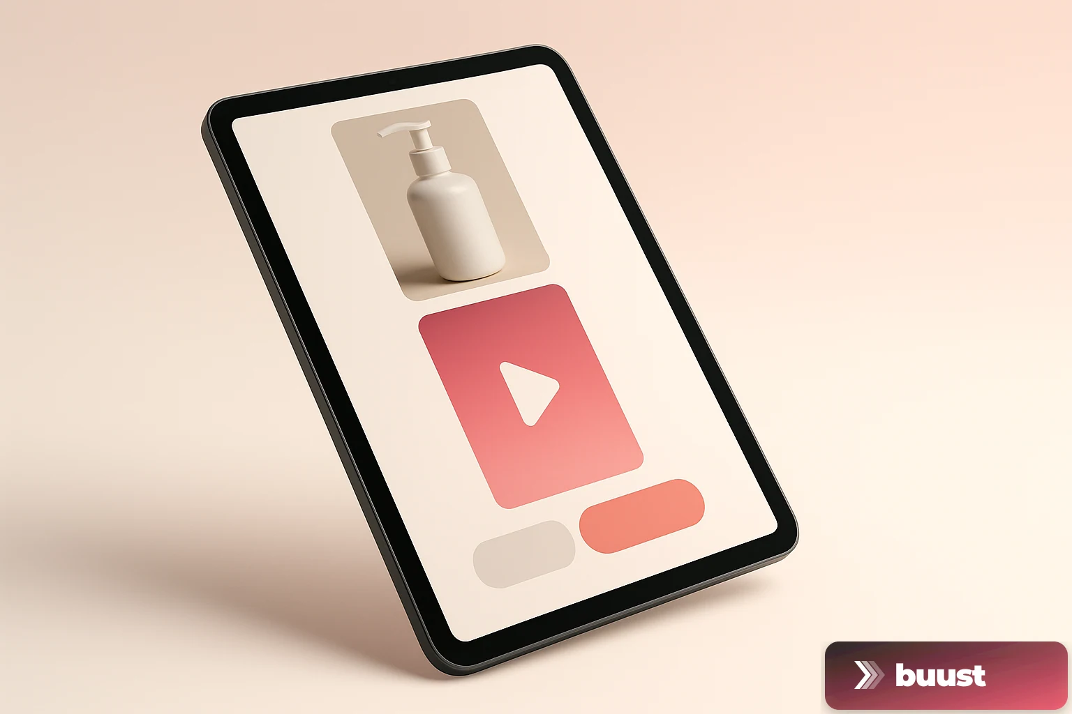 Kaufland offer page on a tablet with a prominent product video player as the focal point