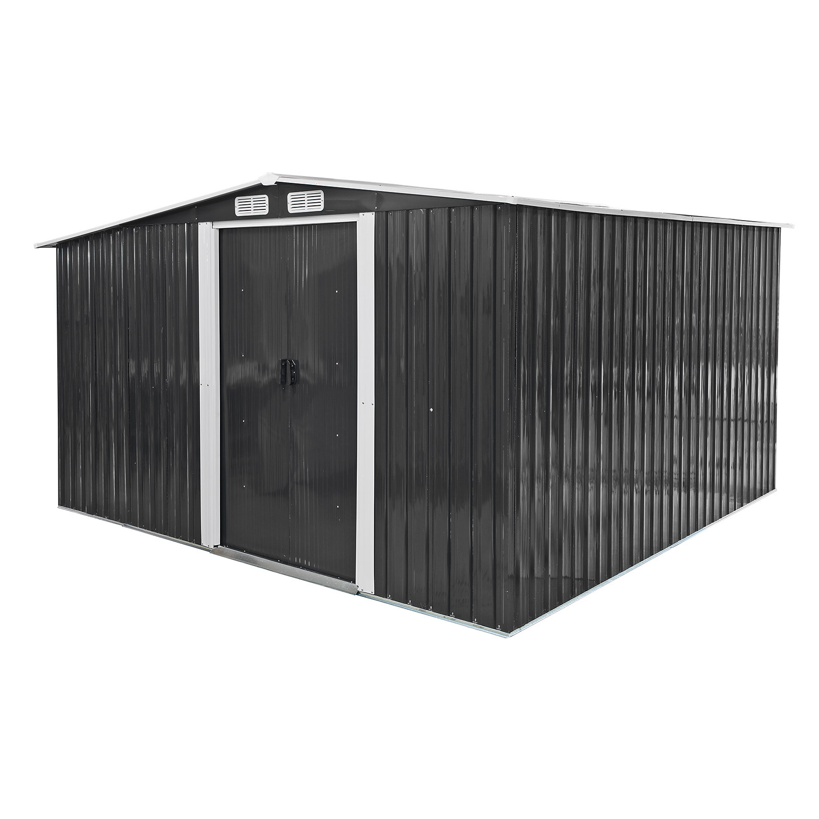 Garten Metall Gerätehaus Canberra 3,3x3,1m Geräteschuppen m. Holzlager anthrazit