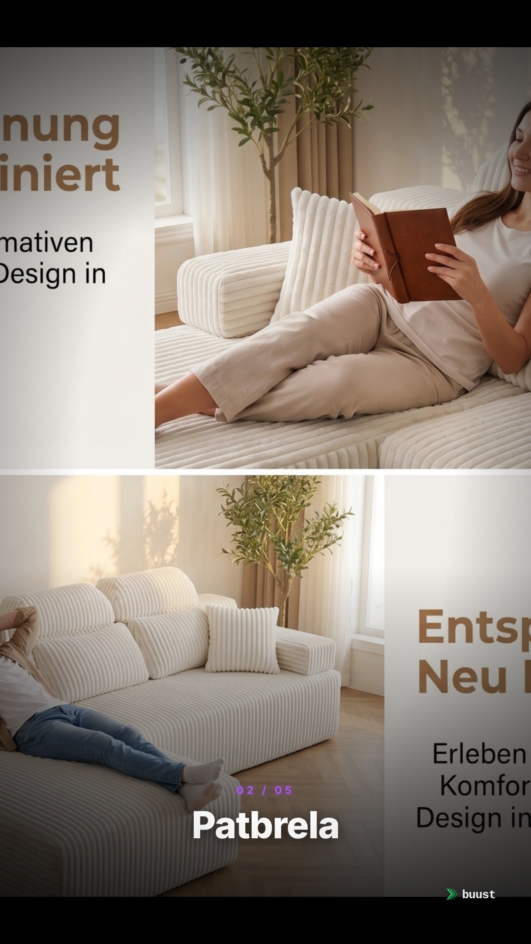 Verkaufsvideo-Beispiel für Ecksofas